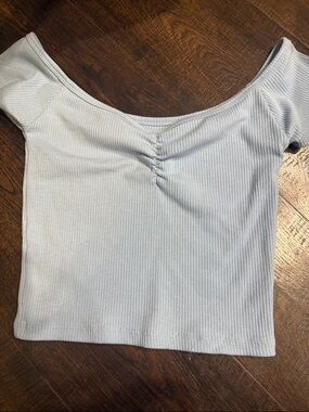 Light Blue Ribbed Crop Top